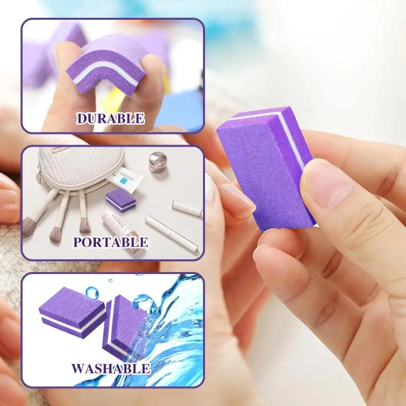 50Pcs/pack Mini Square Sponge Nail Buffer Block Double Sided Texture Nail File Buffers For Nail Pre-processing Polish Accessor
