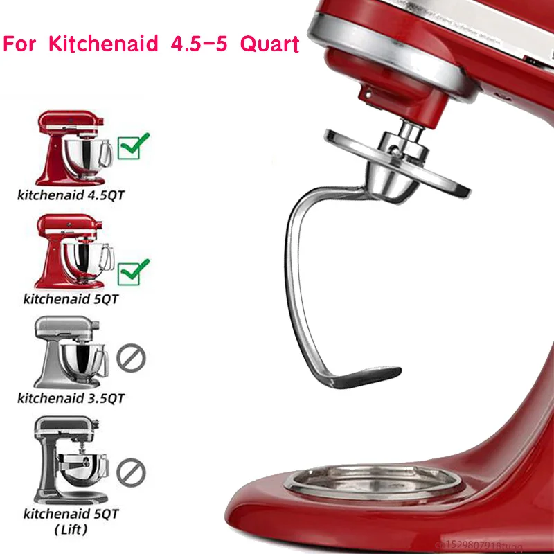 for KitchenAid 4.5-5 Quart Tilt Head Stand Mixer Stainless Steel Dough Hook Attachment Replacement Parts Bread Hooks