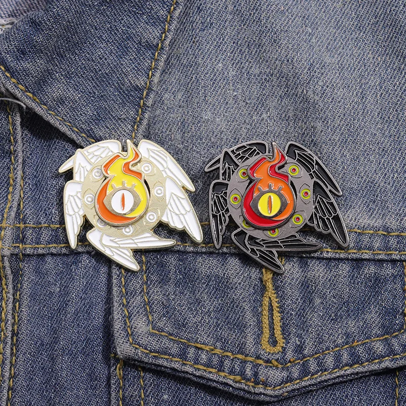 Черные, демонические, белые, ангельские крылья, Мультяшные эмалевые булавки, сглаза, готические броши, Серафим, Серафим, смешные значки на лацкан, ювелирные изделия, оптовая продажа