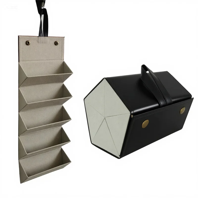 حافظة نظارات شمسية جلدية مصنوعة يدويًا، منظم تخزين نظارات شمسية إبداعي متعدد الأشكال مع مقصورات #6