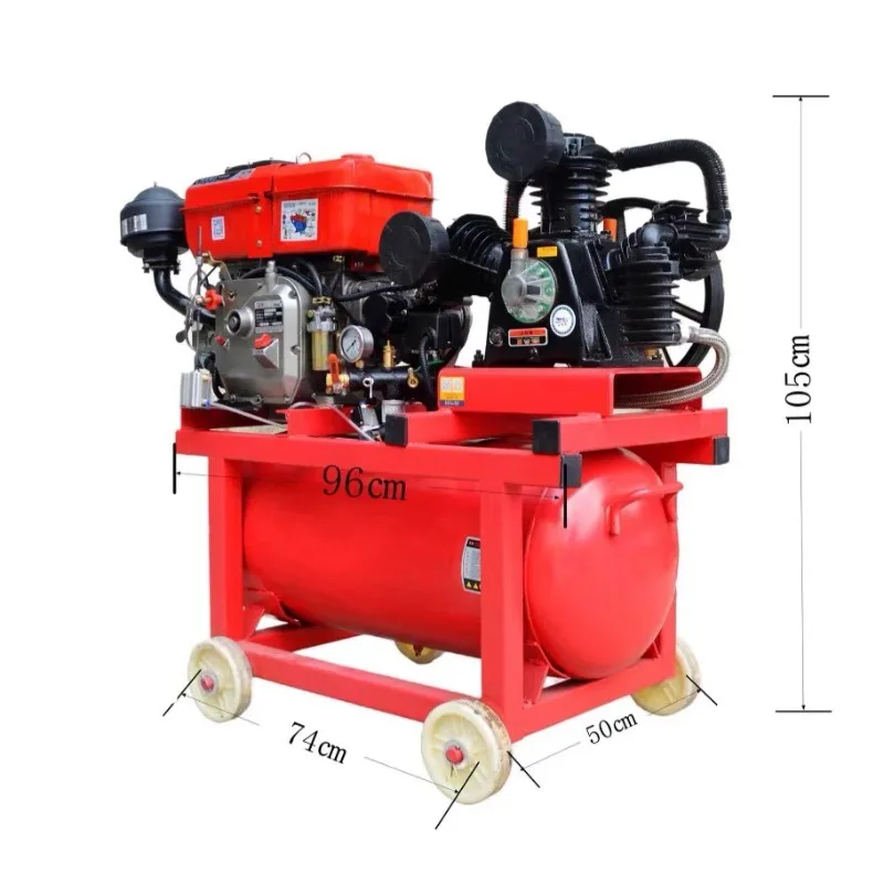 

Portable Diesel Air Compressor 1m 150L 300L Optional Outdoor Mini Air Pump Mobile Diesel Starting Air Compressor