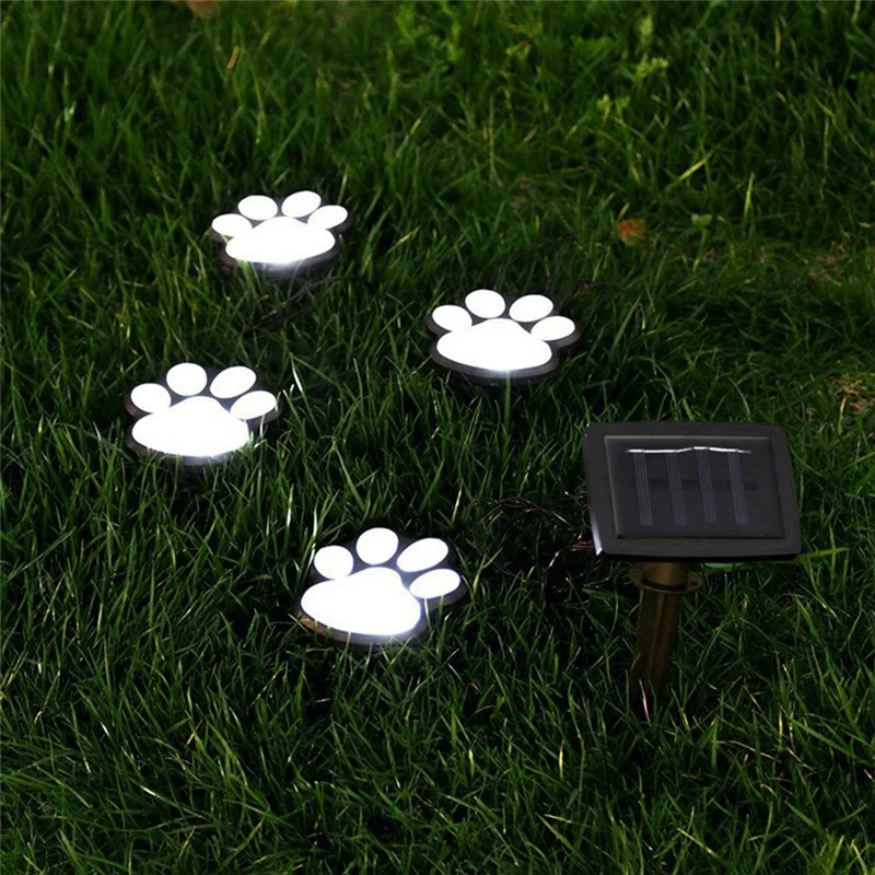 ABSS-Wireless Set Of 4 Solar Dog Print Lights Garden Statue Lantern LED Path Light Outdoor Animal Pet Lamp