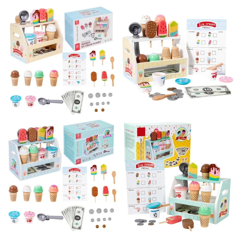 Educatieve houten ijsmodelspeelset ontwikkelt communicatieve vaardigheden Creatief spelen 15UB