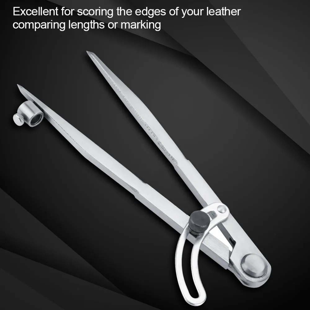 Carbon Steel Compass Scriber Pencil Holder 125mm Woodworking Scribe Tool Silver Adjustable Width Locking Wing Divider