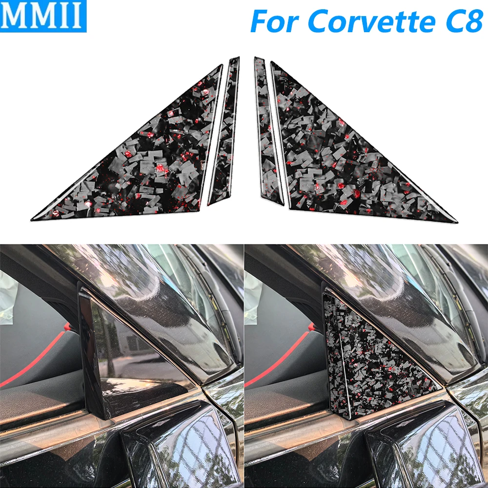 

Для Chevrolet Corvette C8 2020-2025: Накладки на внешние дверные A-стойки из кованого карбона, декоративные наклейки для автомобиля
