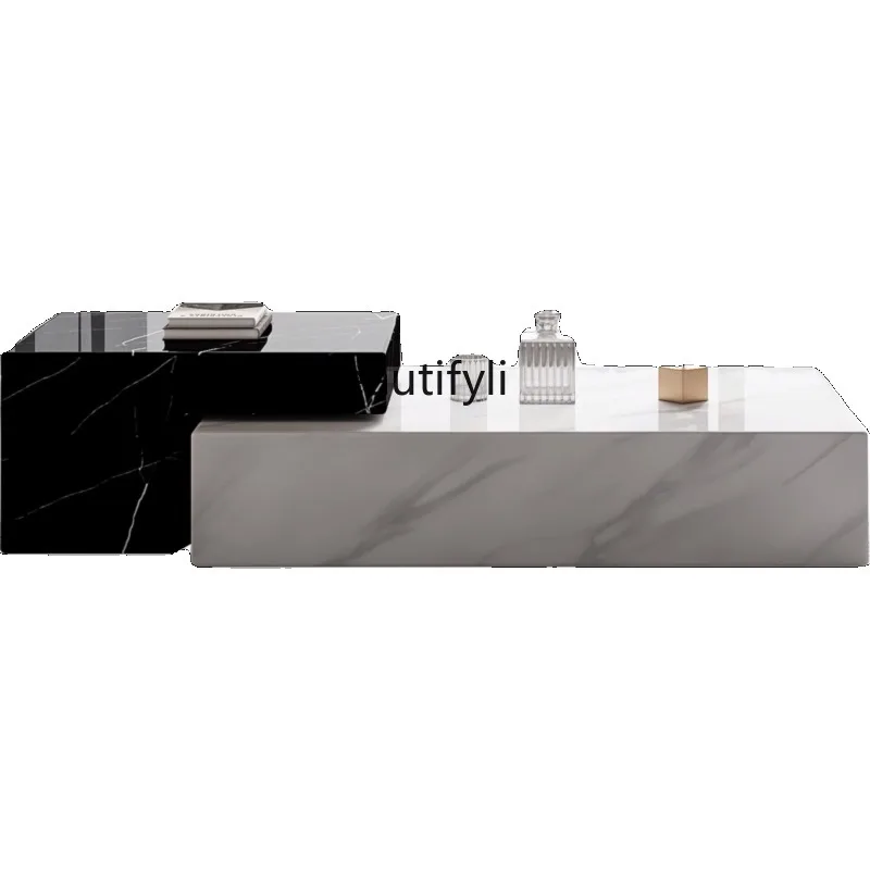 

Marble coffee table Italian light luxury living room household modern minimalist rectangular small apartment low table