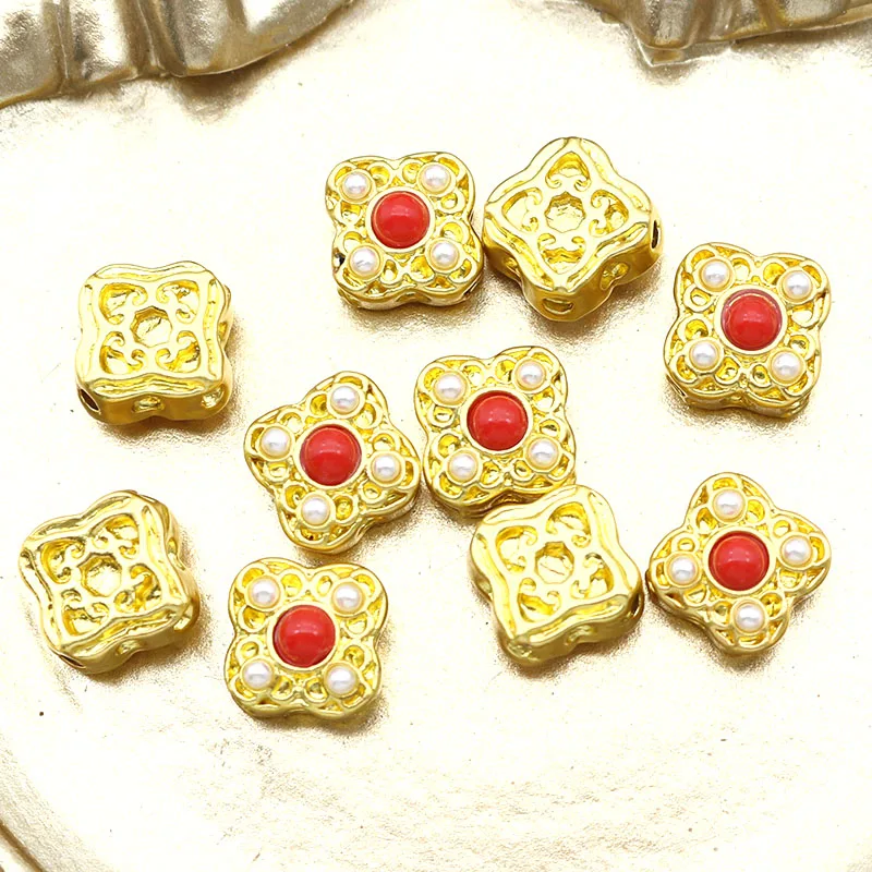 5Pcs 12MM New Alloy Gold Bottom Jewelry Accessories Loose Beads Can be strung Bracelet Necklace Accessories DIY