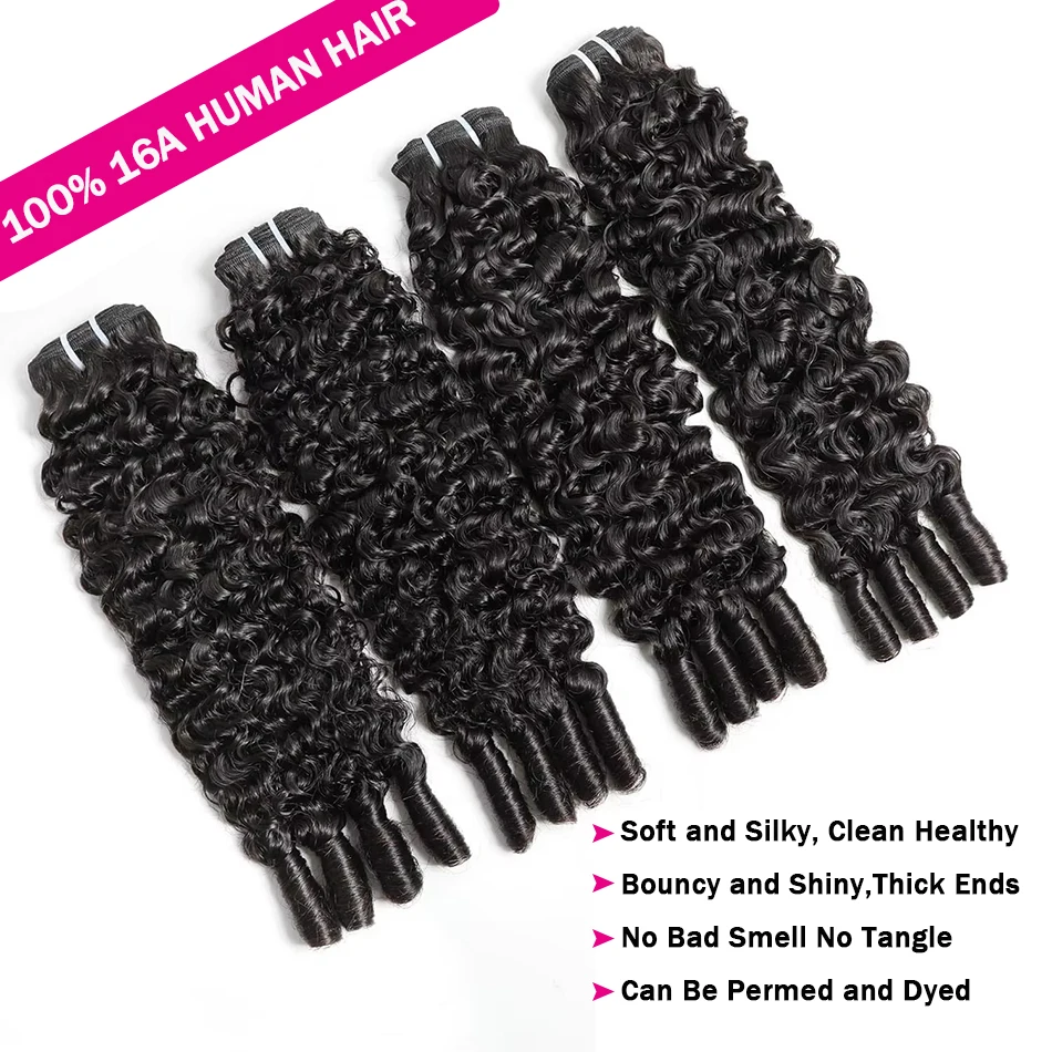 Smilegirl Bundles de Cheveux Bouclés Birmans 100% Naturels, Extensions de Cheveux Humains Vierges à Pointes Bouclées, 1/3/4 Pièces, Couleur Naturelle