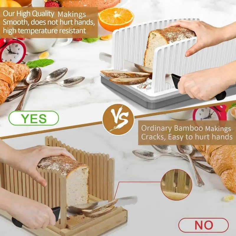 Bread Cutting Guide Bread Slicing Guide Foldable Homemade Bread Slice Adjustable Width Detachable Crumb Tray Included For Cake