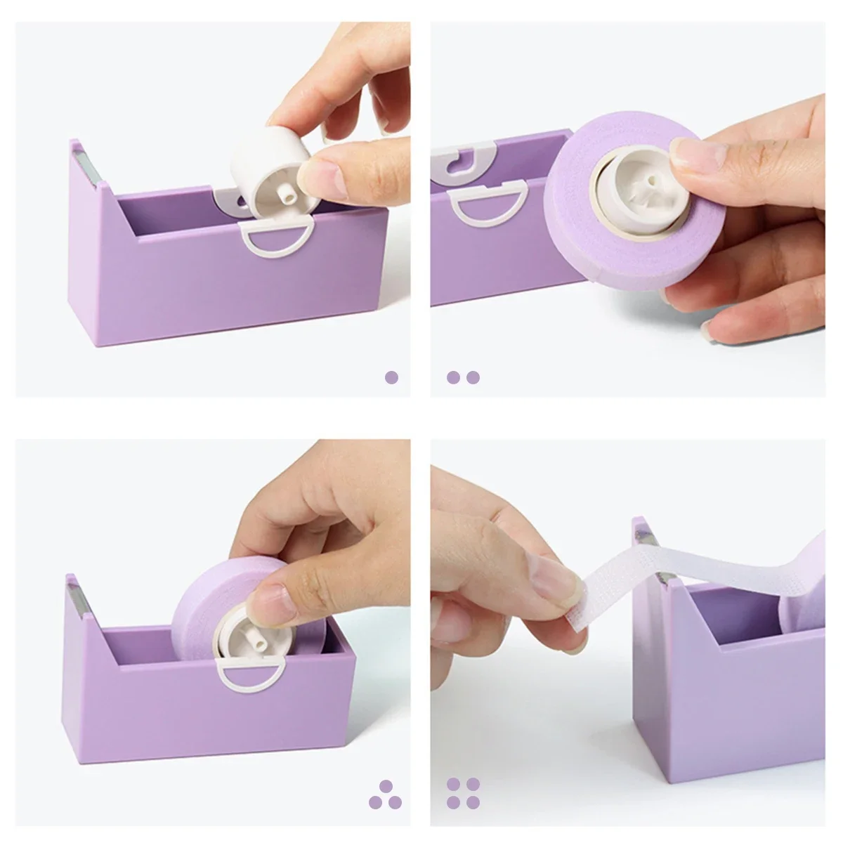 Suporte de fita para extensão de cílios, dispensador de base, enxertia de fita rotativa de plástico, ferramenta de maquiagem, cortador de fita adesiva para cílios