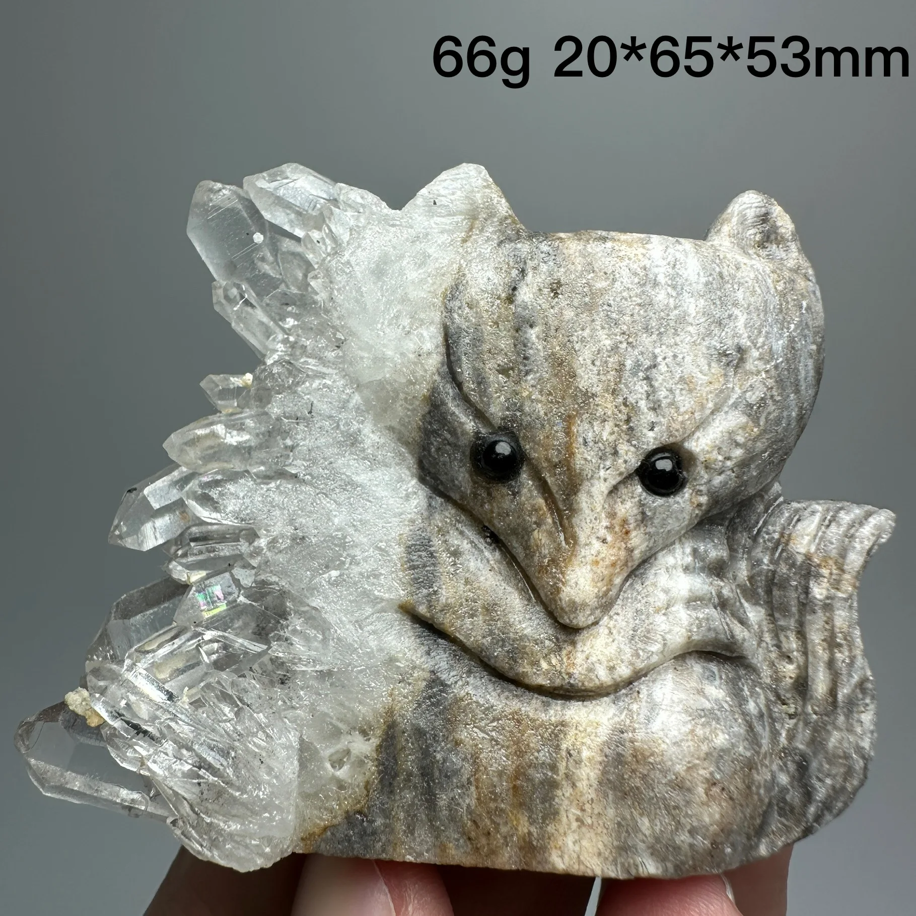 

Natural Crystal Carving Carving foxes Stone Clear Quartz Cluster Polished Rock Alien Decoration Rock Gift Reiki Healing