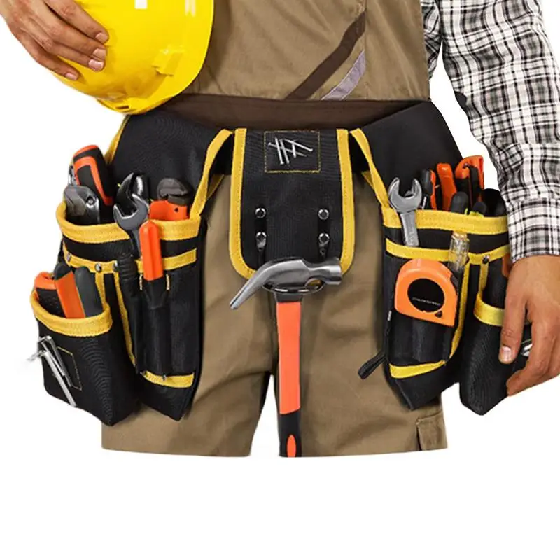 Tool Pouch Belt Oxford Belt Work Tool Belt with 26 Pockets Gardening Tool Pouch Bag Multi-Pocket Electrician Waist Tool Bag Belt