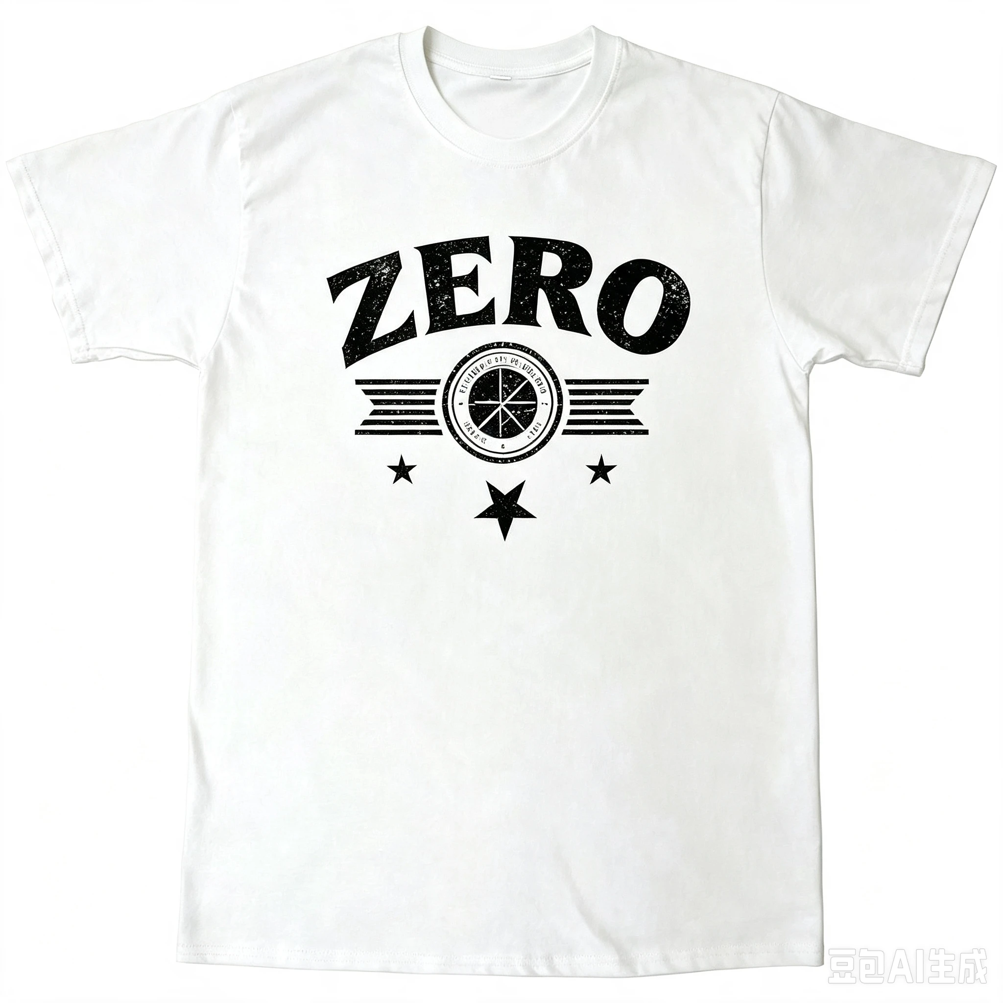 Vintage Distressed ZERO Badge Men T‑Shirt Retro Rock Star Graphic Casual Short Sleeve Tees