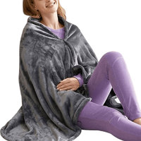 USB Electric Heated Blanket 3 Heating Levels Fleece Heated Blanket Portable Heated Blanket Cape for Household and Office