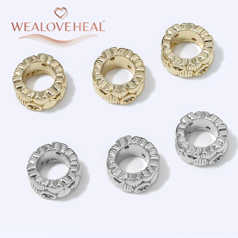 schmuckherstellung zubehör, perlen für schmuckherstellung, 9mm Runde Abstandsperlen 18K Vergoldetes Messing Micro Pave Kubikzirkonia Abstandshalter für Armband Halskette DIY Schmuckherstellung Zubehör – Detail 19