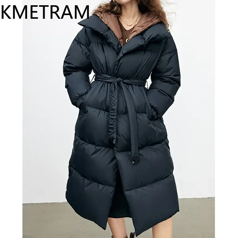 KMETRAM Duck Down Jacket Warm Long Down Coats Fashion New in Outerwears Coat Winter Clothes Women 2024 Пуховик Женский Зимний