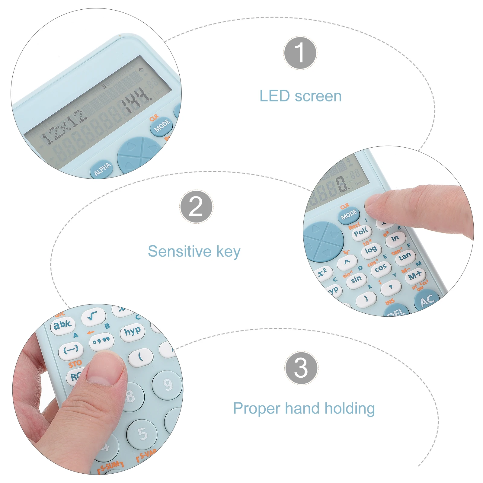 

Blue Scientific Calculator Large Screen for College Student Chemistry Contest Accountant Office Teaching Material Portable