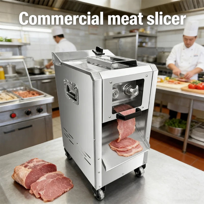 Stainless Steel 2200W Vertical Electric Fresh Meat Cutting Machine Meat Processing Gear For Restaurant Canteen Meat Slicer