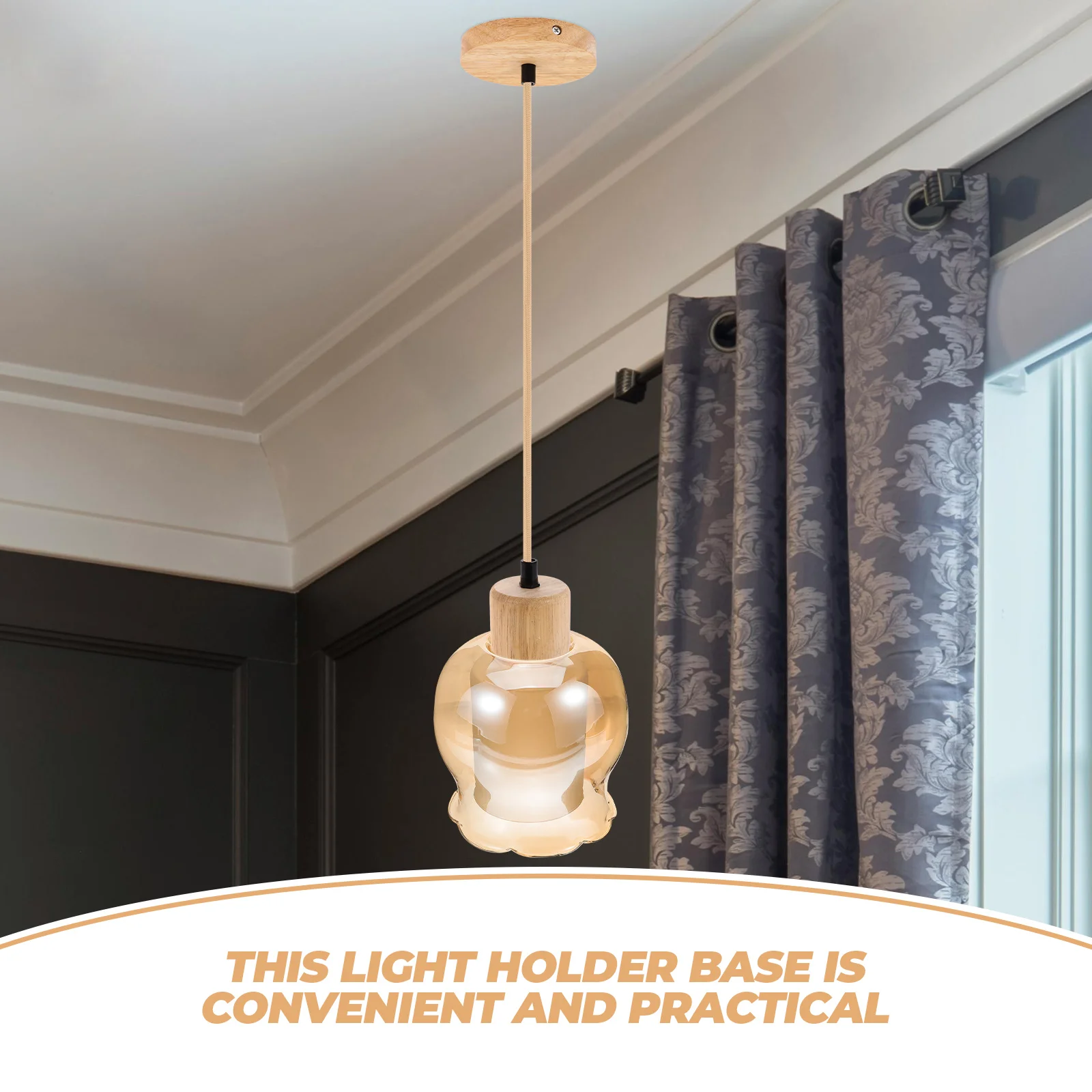 

Solid Wood Chandelier Light Fixture Parts Lamp Socket Replacement Wooden Hanging Pendant Base Structure Kitchen Bedroom
