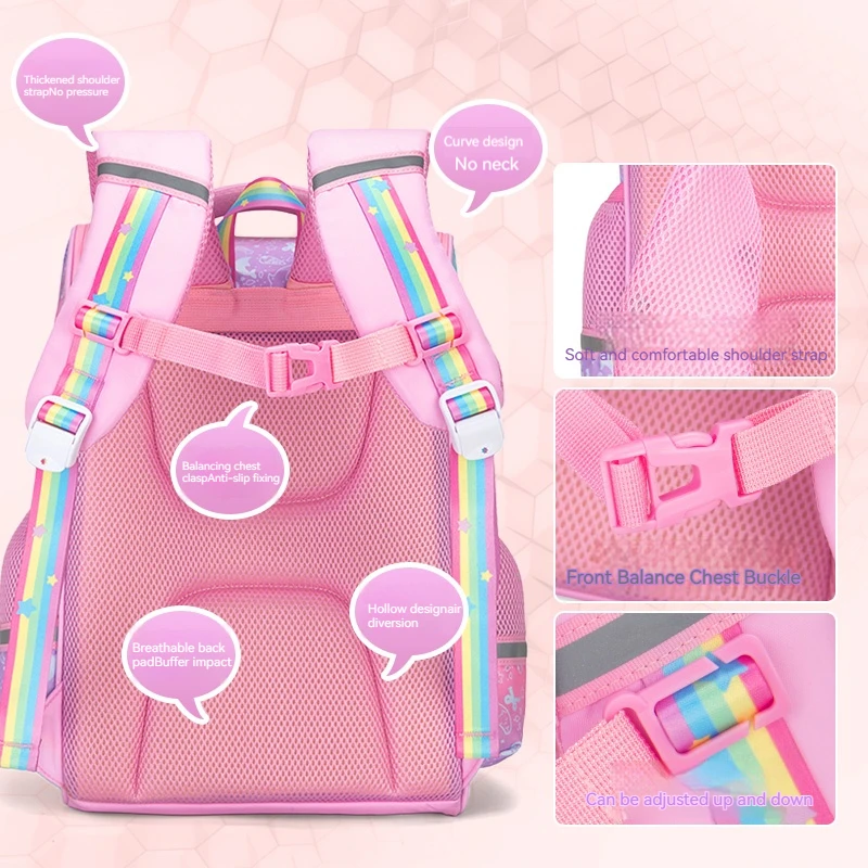 School bag for female primary school students 123456th grade ultralight weight reduction large capacity backpack princess backpa