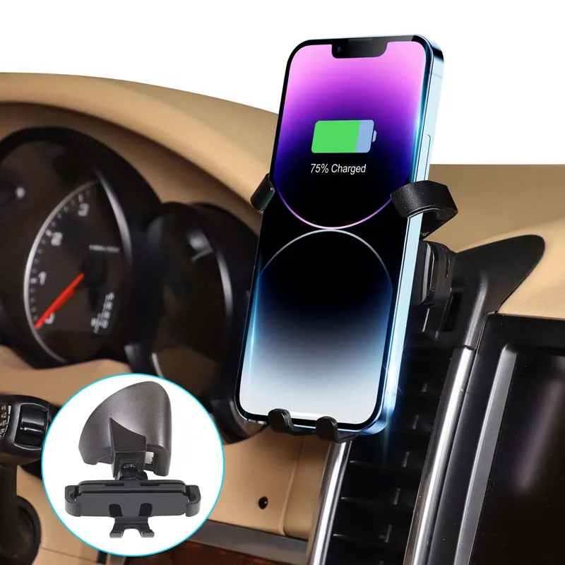 

For Porsche Cayenne 2010-2015 ABS black car central control air outlet mobile phone holder car interior modification accessories