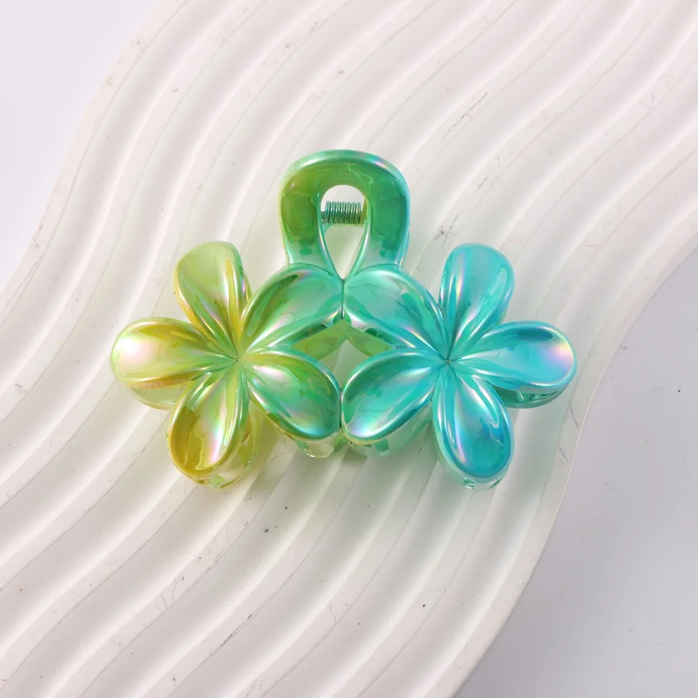 新しいグラデーションダブルエッグフラワープレートヘアクリップかぶと多用途クールフラワーサメグリップ女性のヘアアクセサリー