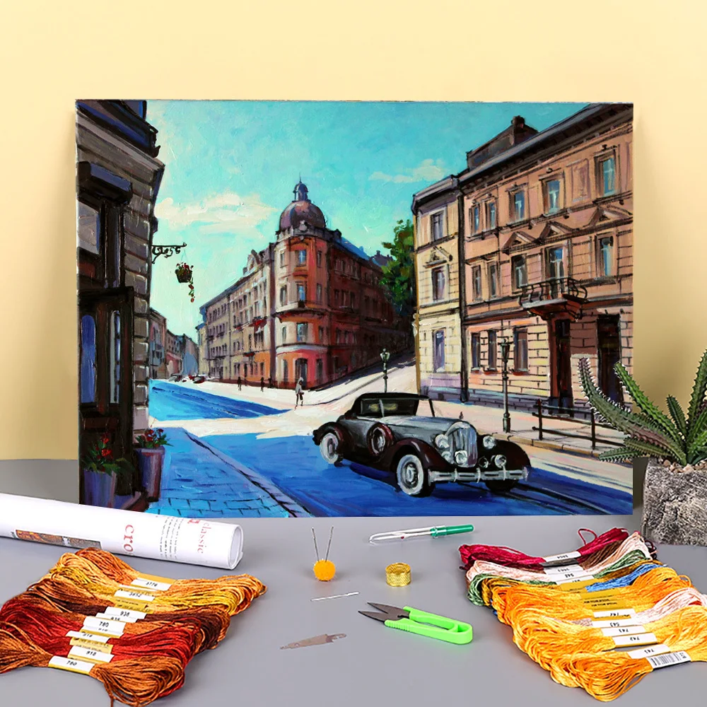 

Landscape Lviv Printed Canvas 11CT Cross-Stitch DIY Embroidery Kit DMC Threads Craft Sewing Needlework Knitting Needle Adults