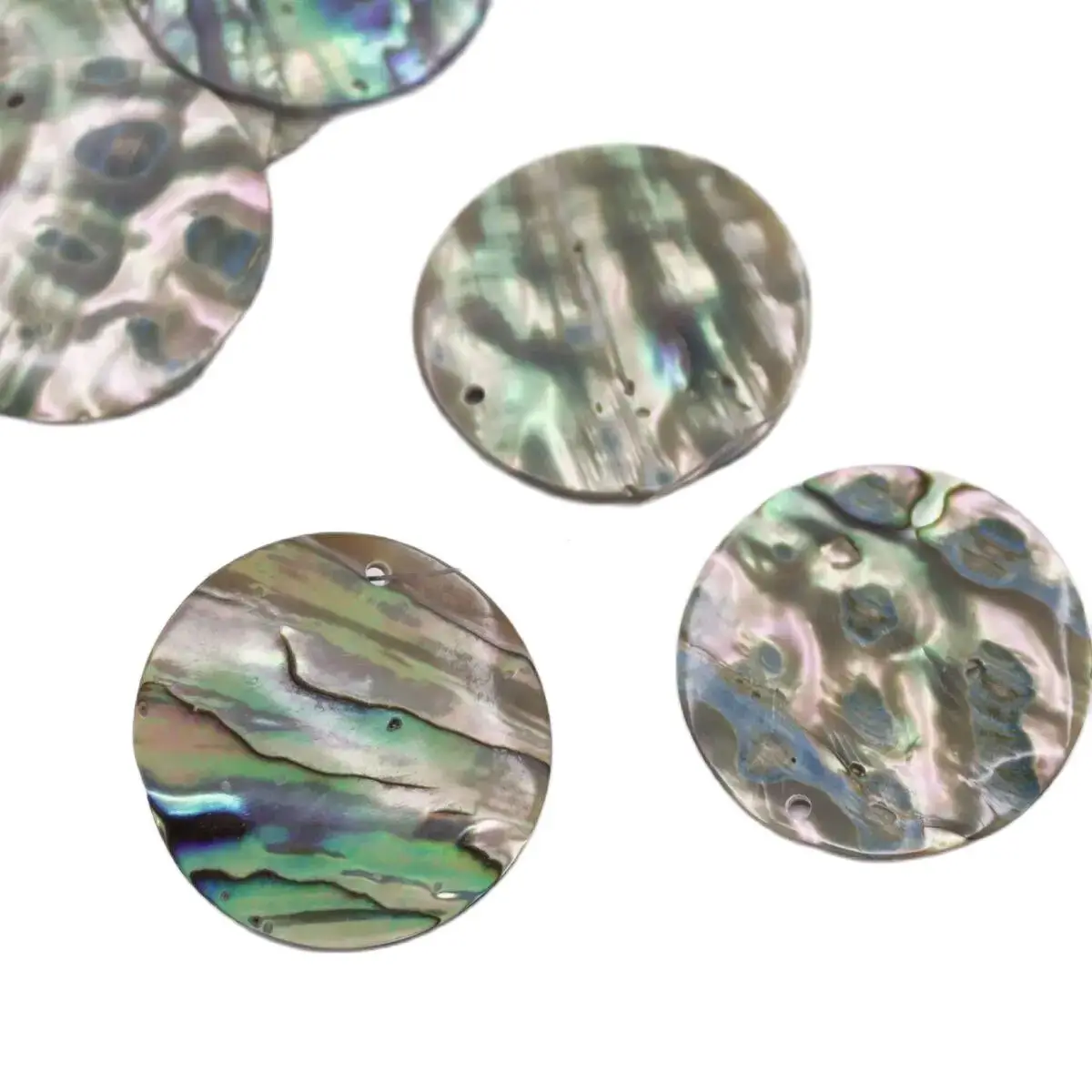 30mm Coin Shape Natural Green Concave Abalone Shell Jewelry Making Charms