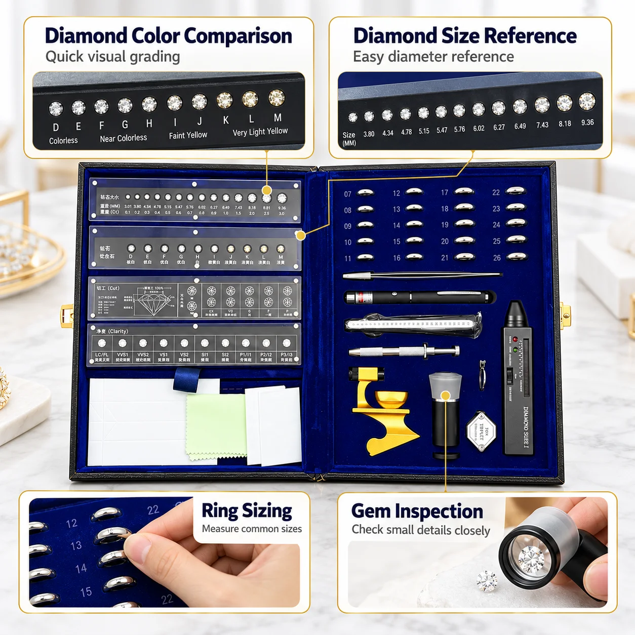 مجموعة أدوات فحص المجوهرات من - مراجعة Gemstone Identification Kit وسعره
