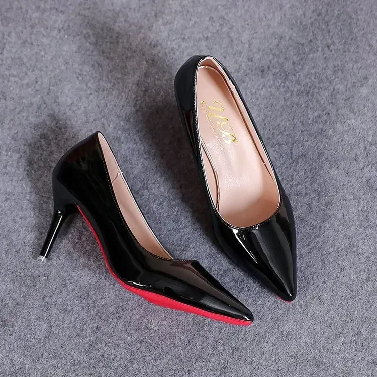 Sexy Spitze Lackleder High Heels Elegante Damen-Stilettos für Partys Klassische Schwarze Pumps für Beruf und Freizeit – Detail 37