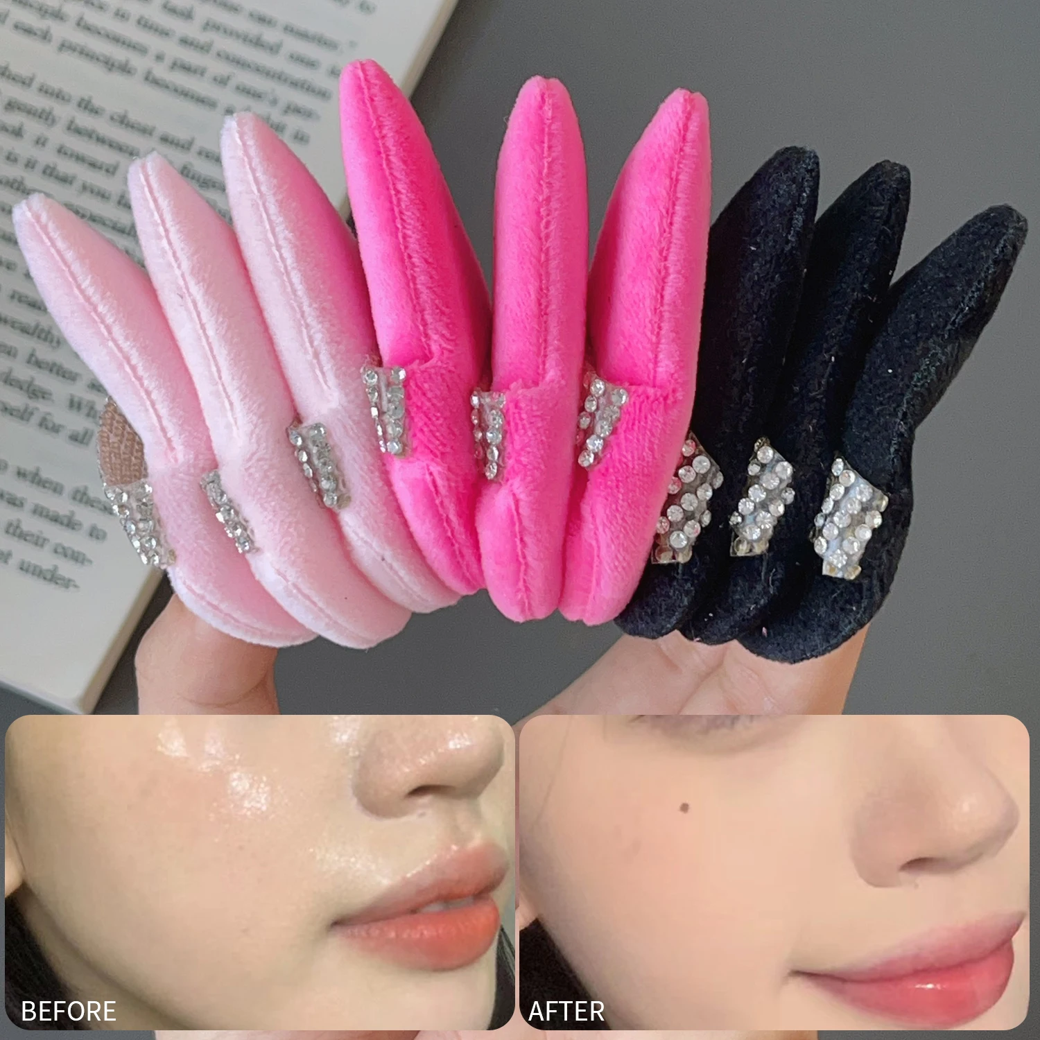 Triangle Velvet Diamond Powder Puff Face Cosmetic Eye Beauty Makeup Tool Reusable Sponge Washable Mini Powder Puff Accessories
