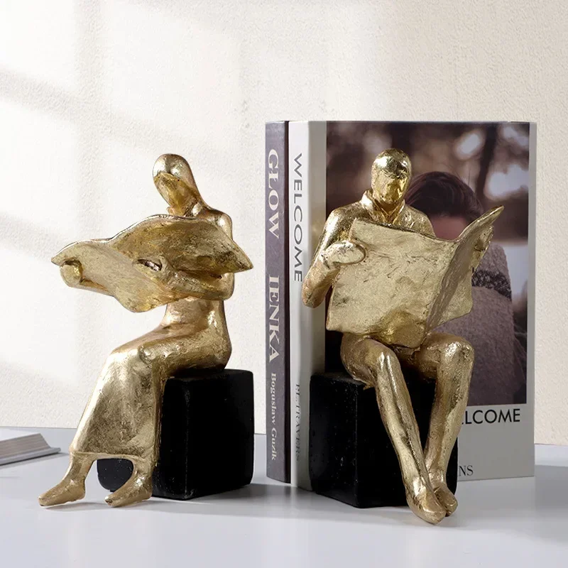 Reader Sculpture Bookends Sculpture Abstract Character Resins Crafts Statue Desk Decoration Figures Statuette Nordic Home Decor