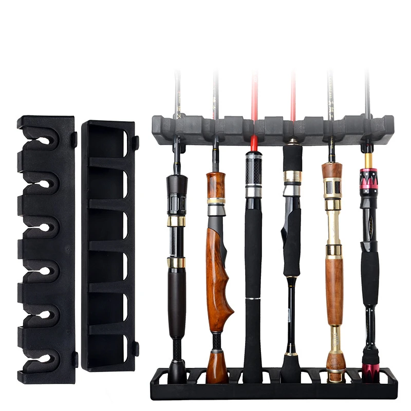 2 Style Fishing Vertical Horizontal 6-Rod Rack Fishing Rod Holder Pole Storage Wall Mount Modular for Garage Fishing Accessories