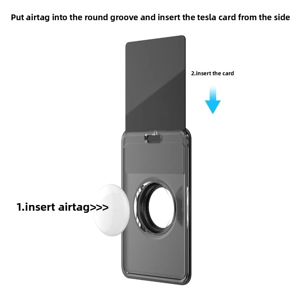 

For Apple AirTag - Full Clear Carbon Fiber Case: Photo Style ID Card Holder with Anti - Loss Protective Cover