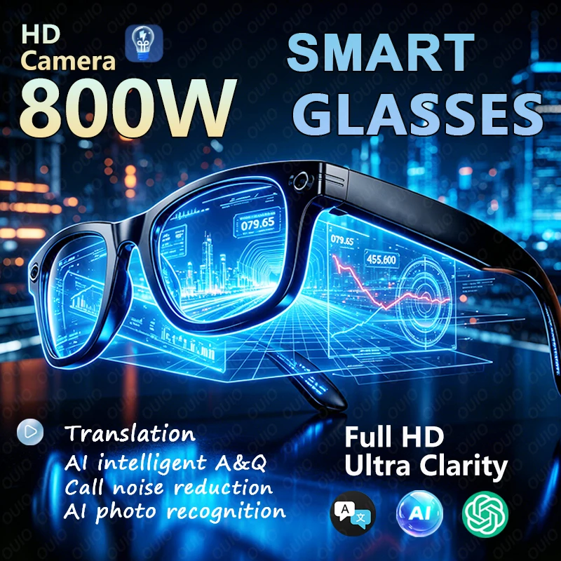 Video Recording Anti-shake Smart Glasses 8MP HD Camera Al Photo Object Recognition Al Intelligent Translation Al Voice Wake-up