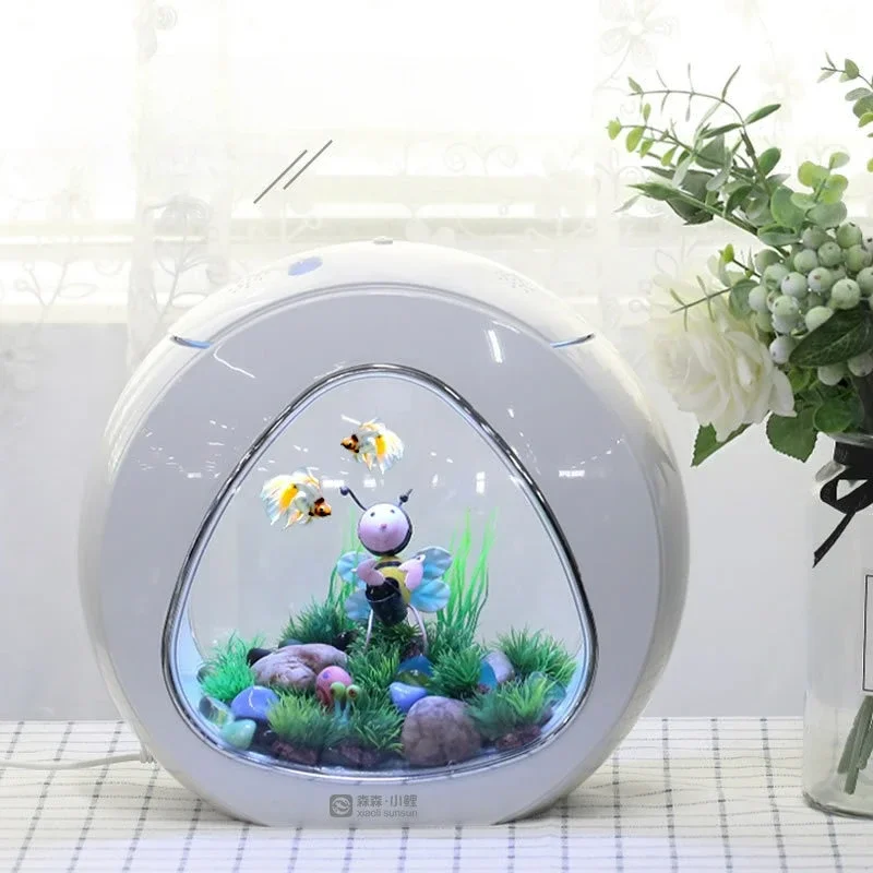 Fish Tank Aquarium Living Room Mini Desktop Creative Ornamental Goldfish Tank Office Ecological Fish Tanks JA-01 JA-02