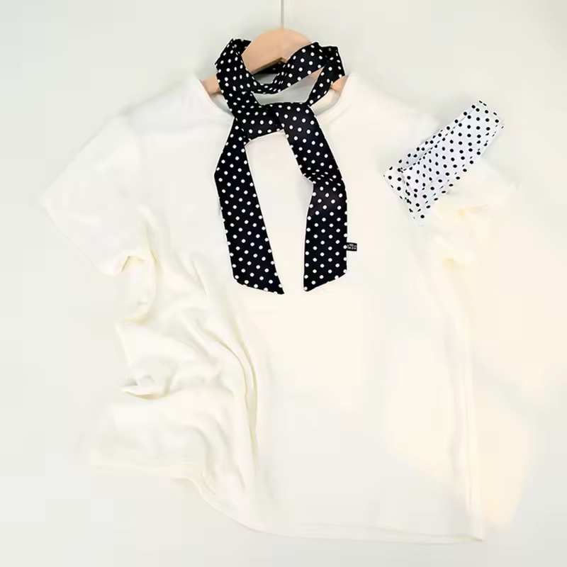 Fashion Dot Ribbon Silk Scarf Women Thin Neck Scarves Lady Small Shawls Bandana Narrow Female Neckerchief Dress Accessories - Image 2