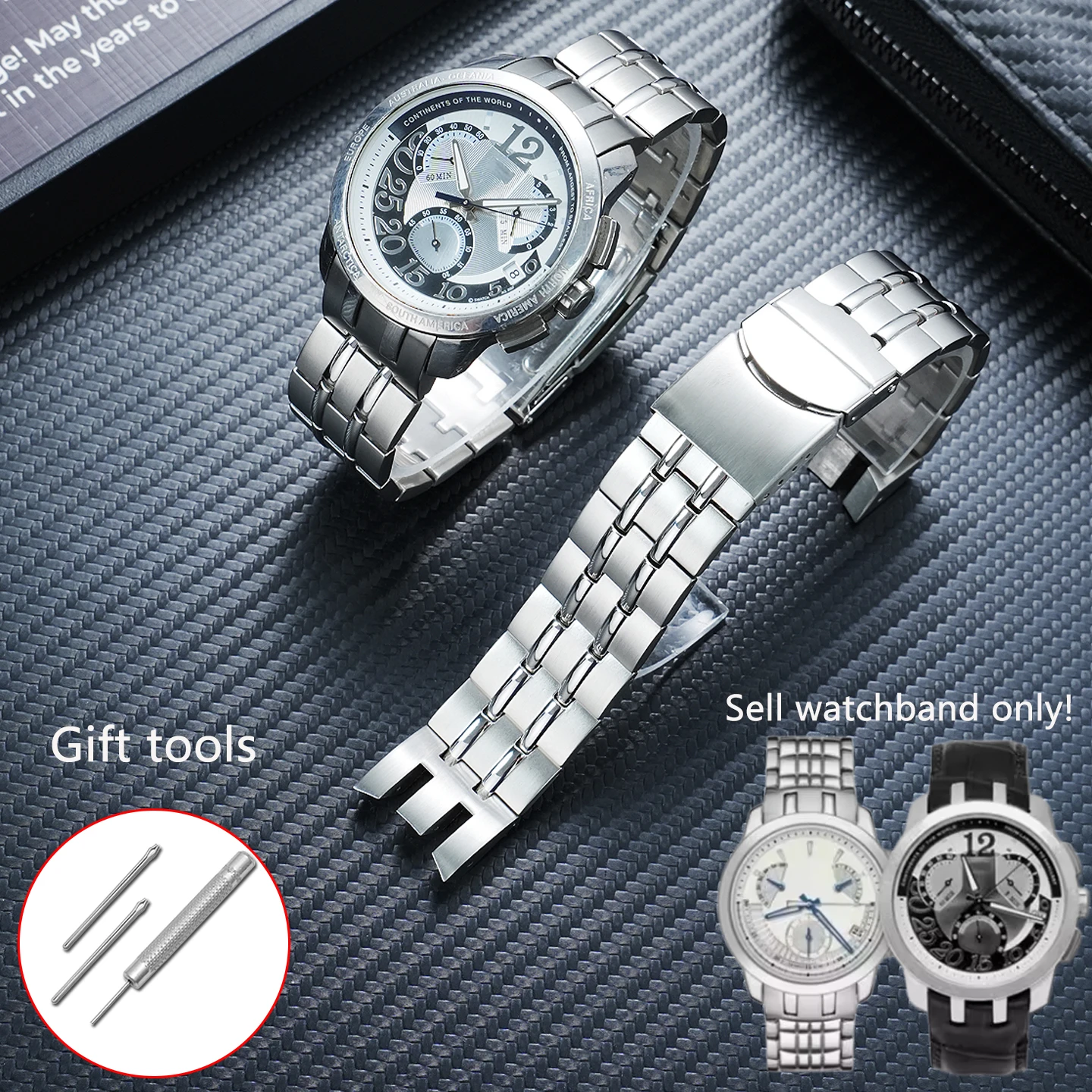 21mm Curved End Toothed Stainless Steel Watchband for Swatch Flyback YRS403 YRS402 YRS412 YRS426 YRS402G cowhide Watch Strap