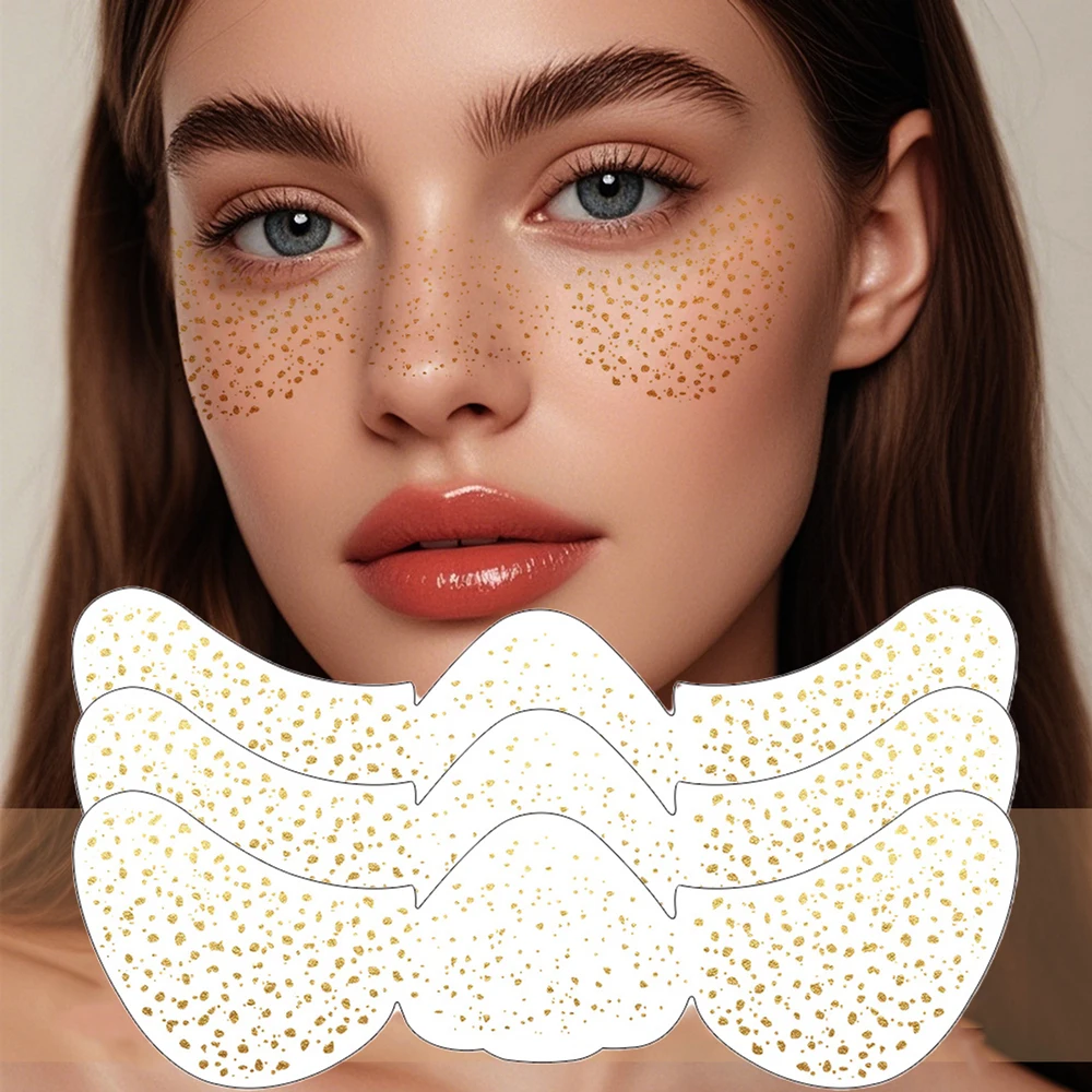 

3 шт., золотые татуировки с веснушками для женщин, металлические временные татуировки, наклейки для макияжа лица, поддельные наклейки с веснушками