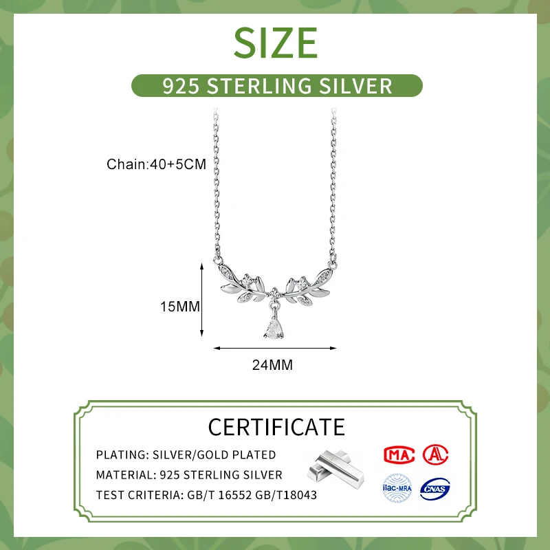 SOFTPIG Real 925 Sterling Silver Olive Leaves Choker Necklace for Women Classic Fine Jewelry Minimalist Accessories