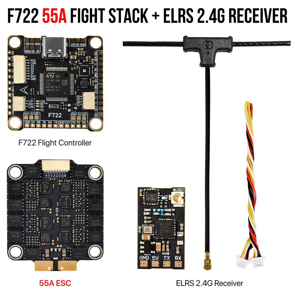 

9IMOD F722 Flight Stack F722 Управление полетом 55A/60A ESC 3-6S Lipo 30,5x30,5 мм ICM42688 Гироскоп для дистанционного управления FPV Racing Drone