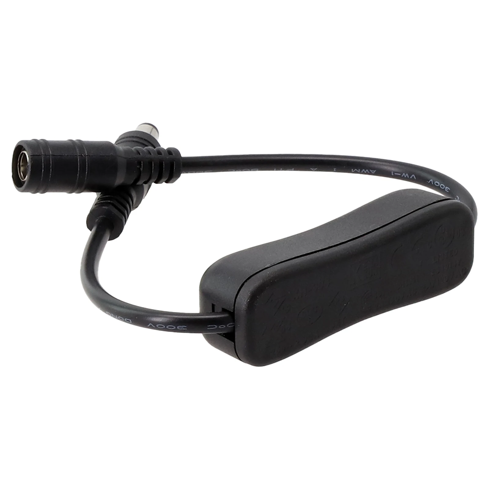 Rocker Switch Inline DC Cable 5.5 mm x 2.1 mm for CCTV Cameras LED Strips DVRs and Other 5 12 24 Volt DC Powered Gear