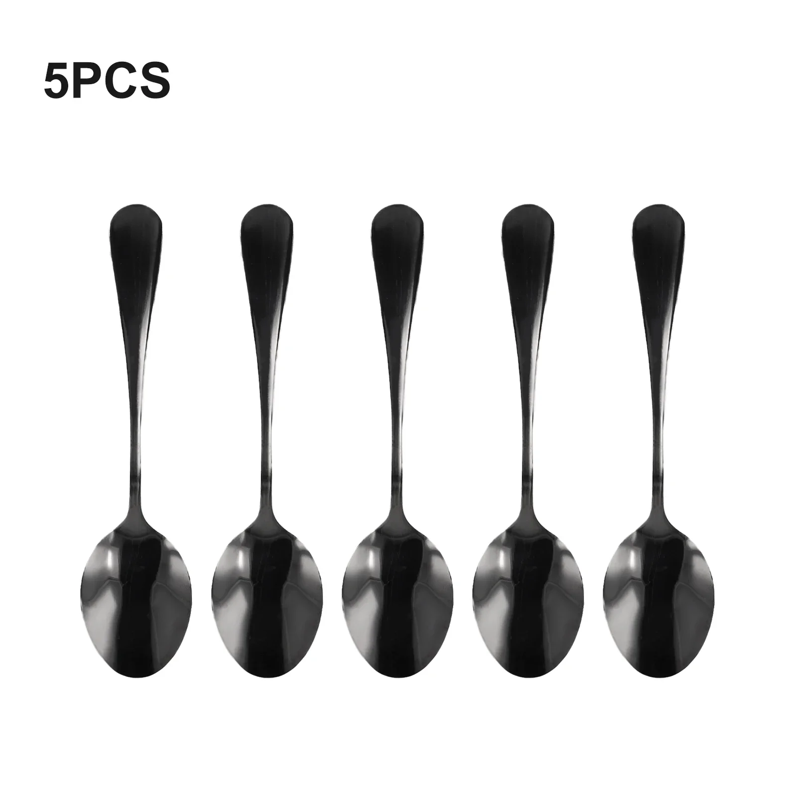 Tea Spoons Pack Restaurants Set Stainless Steel Teaspoon Teaspoons Tools 5pcs Black Coffee Ice Cream Brand New