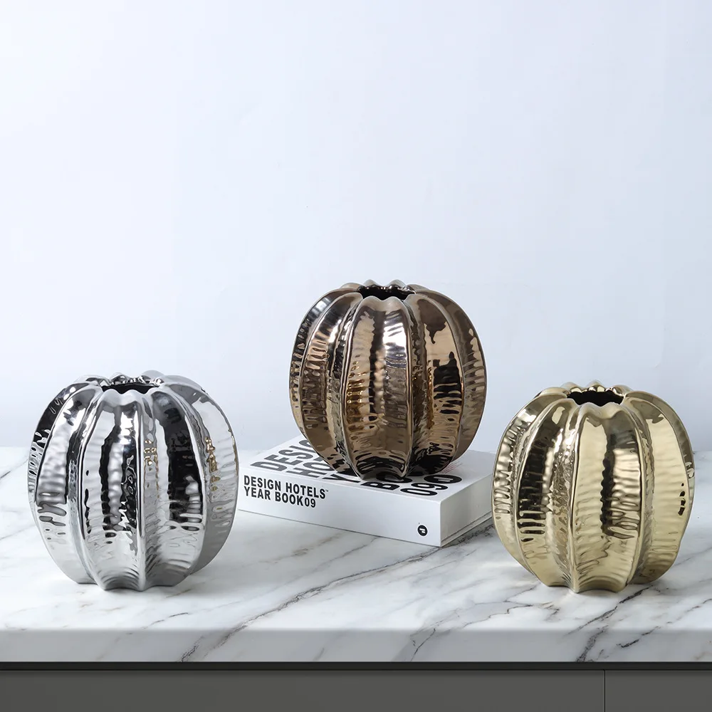 

Modern light luxury simple ceramic vase pumpkin-shaped origami ornaments vase Halloween home decoration crafts