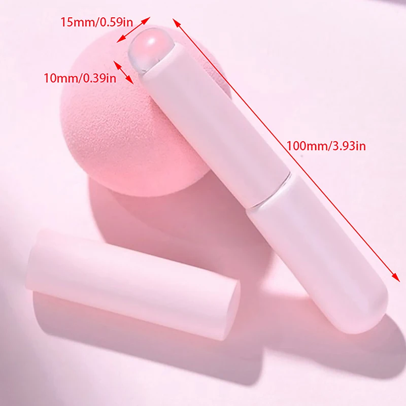 Pincel corrector en ángulo con cubierta de silicona, herramienta de maquillaje, suave, portátil, cabeza redonda, lápiz labial