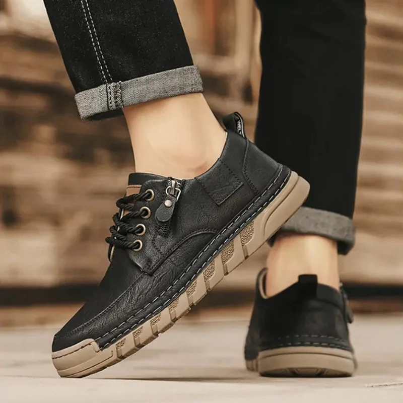 

Кроссовки, удобная треккинговая обувь, Нескользящая мужская замшевая обувь для вождения, однотонные мужские кроссовки, стильная прогулочная обувь