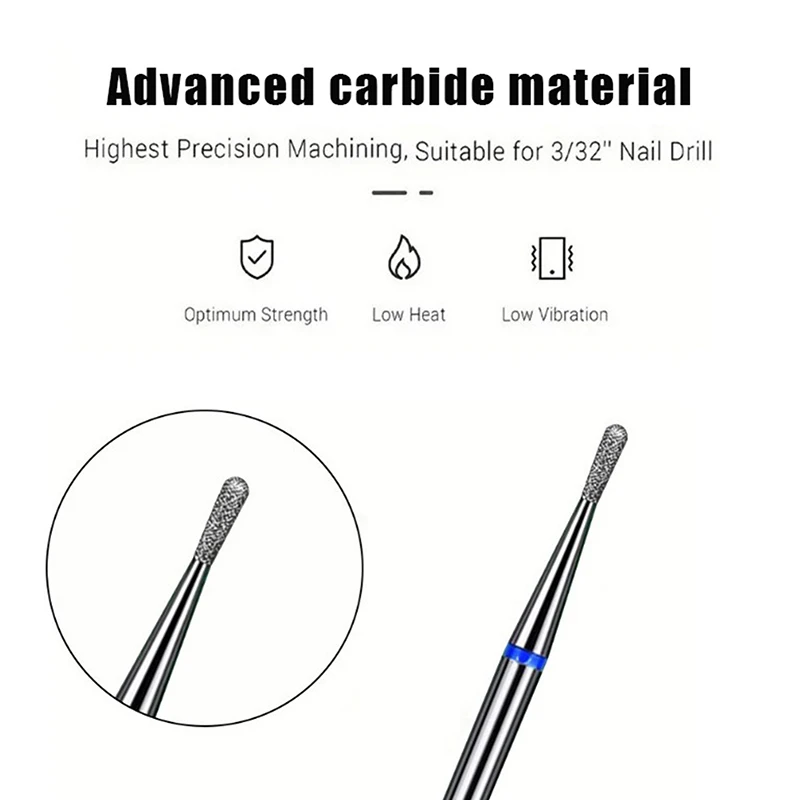 3Pcs/Set Nail Drill Bits Tear Drop Shape Clean Grinding Head Corundum Tungsten Steel Electric Cuticle Detail Clean For Manicure