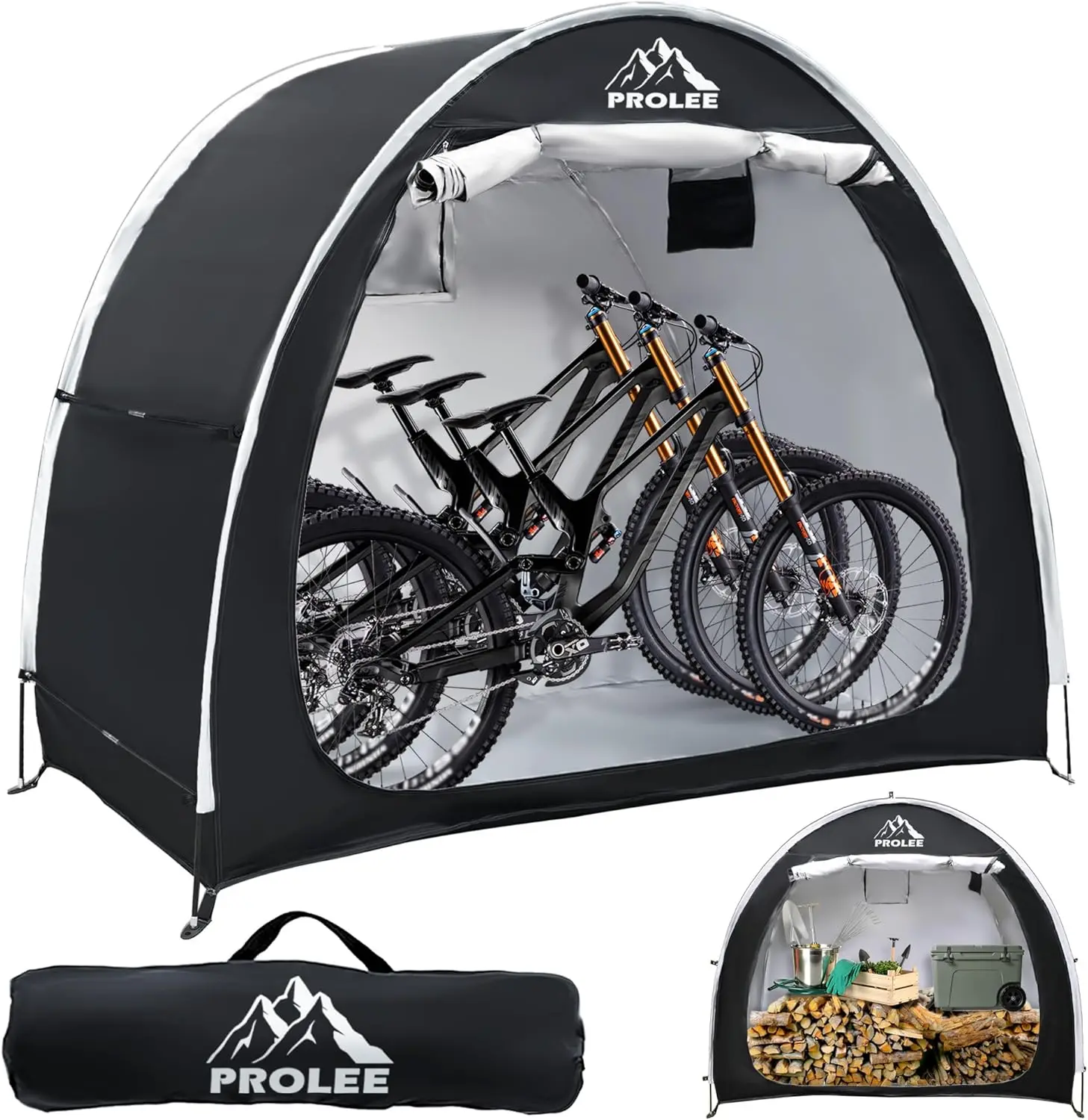 

6.6FT Waterproof Bike Storage Tent for 2 Bikes, Outdoor Shelter with Window, Black