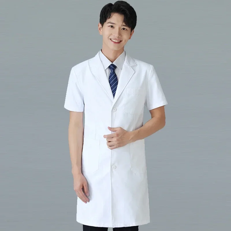 White gown long short sleeve doctor's overall beauty service dental plastic hospital work clothes lab coat high-end uniform