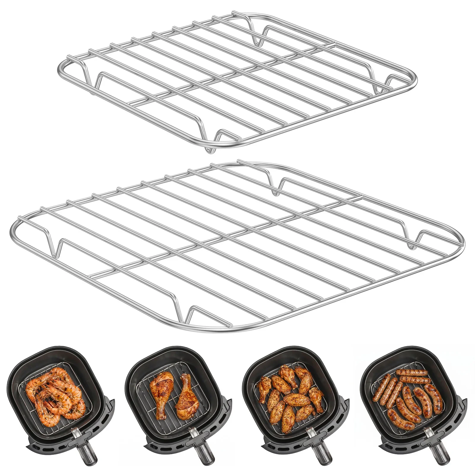 Air Fryer Rack tainless Steel Grill Rack 8 /5 Inch Square Non Stick Steam Stand Compatible with 2.5QT 4QT 6Cup Air Fryer Basket